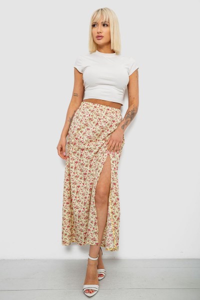 Юбка софт с цветочным принтом, цвет желтый, 257R11
