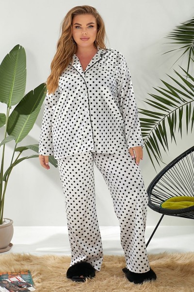Пижама женская в горох  -уценка, цвет молочный, 257R333-U-6