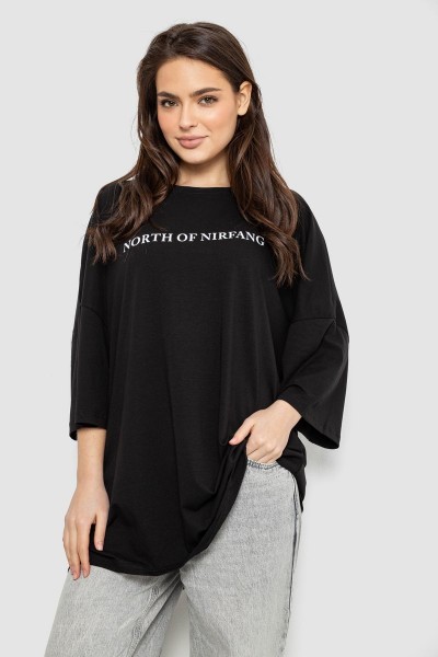 Футболка женская с принтом, цвет черный, 244R3013