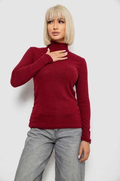 Гольф женский однотонный в рубчик, цвет бордовый, 257R101