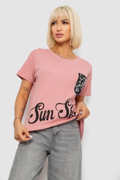 Футболка женская с принтом, цвет пудровый, 244R2057