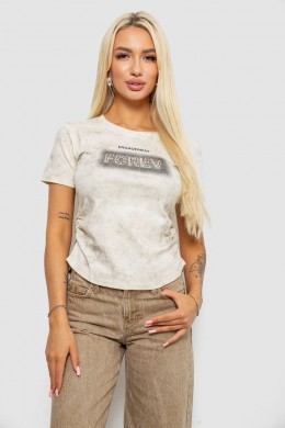 Футболка женская с принтом, цвет кремовый, 221R3302