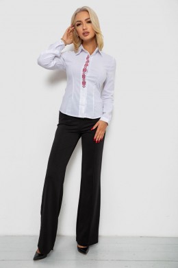 Блуза классическая с вышивкой, цвет белый, 230R03-2