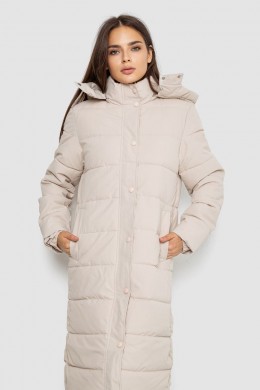 Куртка жіноча подовжена батал, колір світло-бежевий, 207R006-1