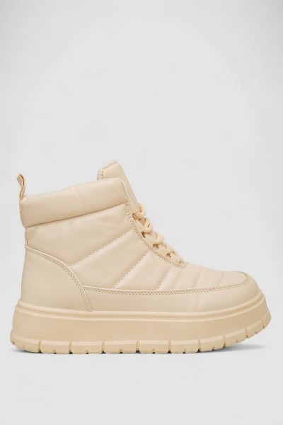 Ботинки женские зимние на меху, цвет бежевый, 248RMB15