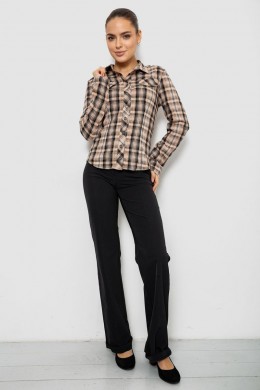 Рубашка женская в клетку, цвет бежево-серый, 230R064-1