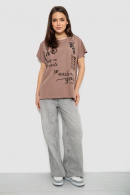 Футболка женская с принтом, цвет мокко, 244R3011