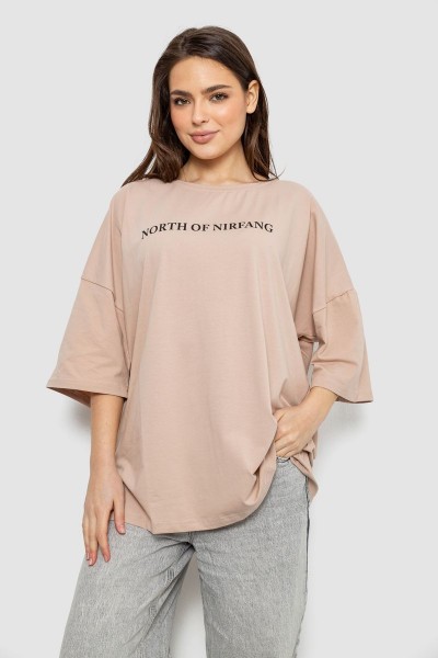 Футболка женская с принтом, цвет бежевый, 244R3013