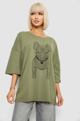 Футболка женская с принтом, цвет хаки, 244R3008