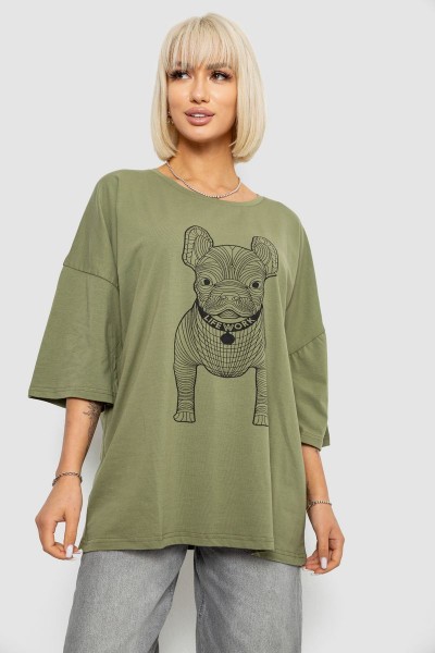 Футболка женская с принтом, цвет хаки, 244R3008