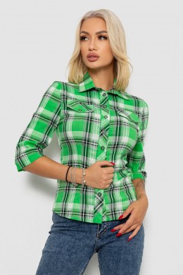 Рубашка женская в полоску 230R064-2, цвет Зеленый