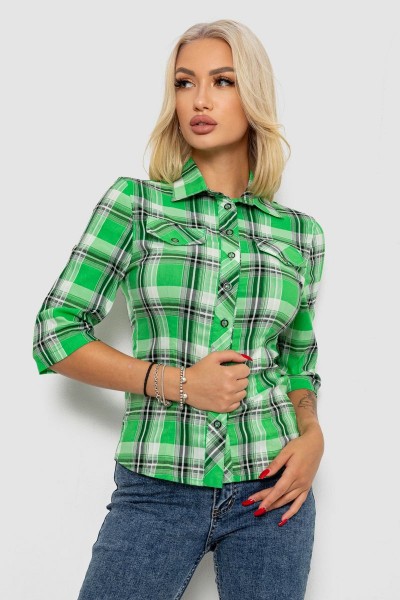 Рубашка женская в полоску 230R064-2, цвет Зеленый