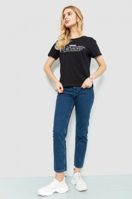 Футболка женская с принтом, цвет черный, 221R3006