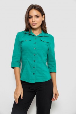 Сорочка жіноча однотонна, колір зелений, 230R068-5
