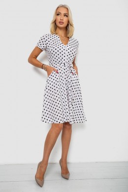 Платье софт с принтом в горох, цвет белый, 230R0032-2