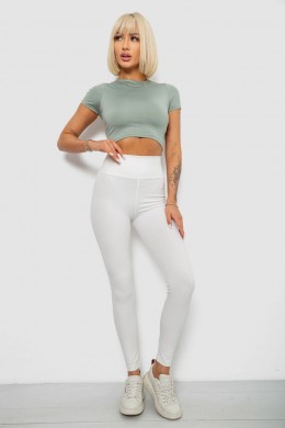 Лосины однотонные в рубчик, цвет молочный, 244R686