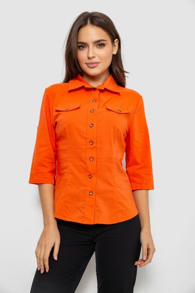 Рубашка женская однотонная, цвет оранжевый, 230R068-5