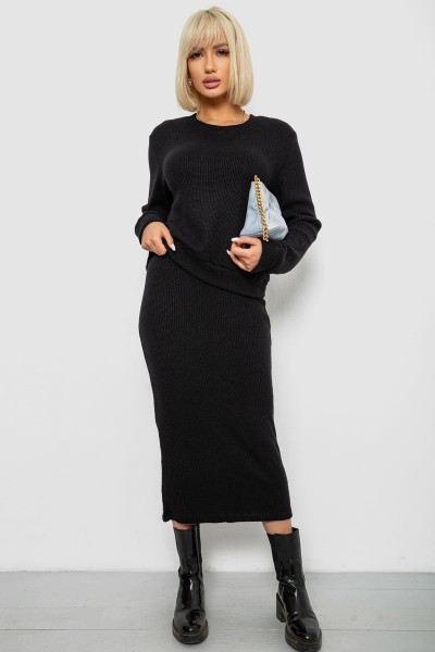 Костюм женский повседневный, цвет черный, 257R130