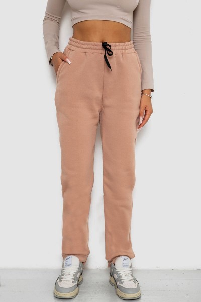 Спортивные штаны женские на флисе, цвет бежевый, 238R57020