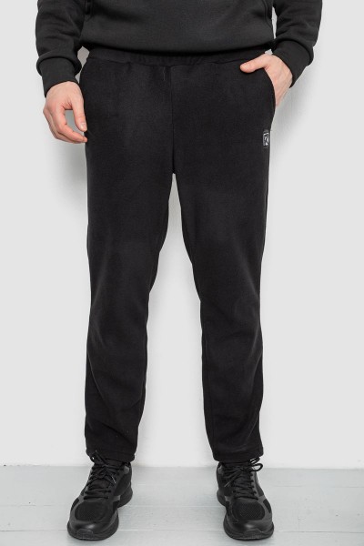 Спортивные штаны мужские однотонные на поларфлисе, цвет черный, 257R21