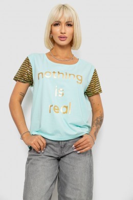 Футболка жіноча з принтом, колір м'ятний, 244R2047