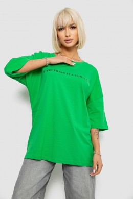 Футболка женская с принтом, цвет зеленый, 244R2020