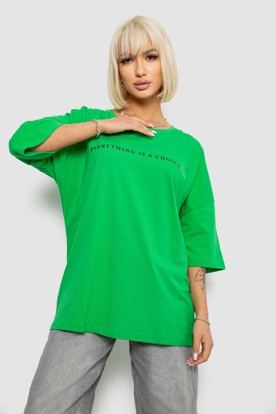 Футболка женская с принтом, цвет зеленый, 244R2020