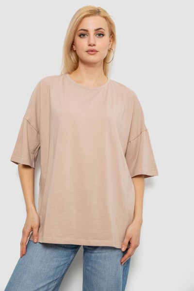 Футболка женская однотонная, цвет бежевый, 244R2023