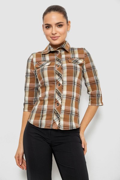 Рубашка женская  230R063-25, цвет Коричневый