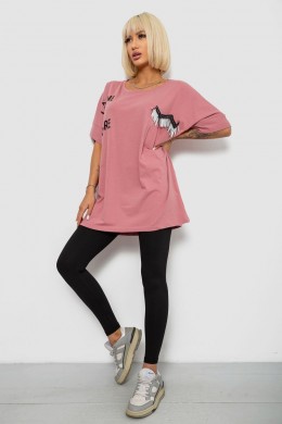 Футболка женская с принтом, цвет пудровый, 244R2511
