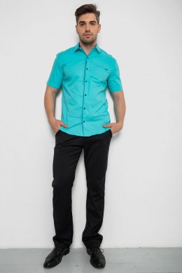 Рубашка мужская однотонная  -уценка, цвет бирюзовый, 214R7119-U