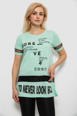 Футболка жіноча з принтом, колір м'ятний, 244R2081