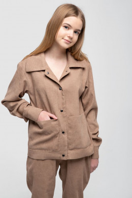 Костюм детский для девочек вельвет, цвет бежевый, 102R1524