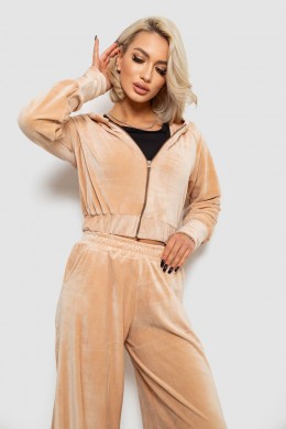 Спортивний костюм жіночий велюровий, колір бежевий, 257R4125