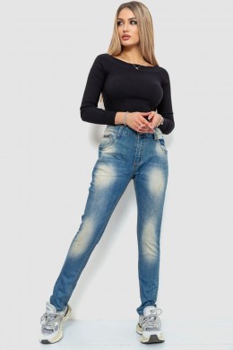 Джинси жіночі з потертостями, колір синій, 244RS05