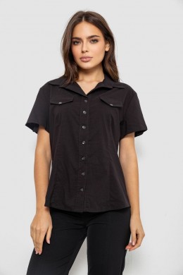 Сорочка жіноча однотонна, колір чорний, 230R068-1