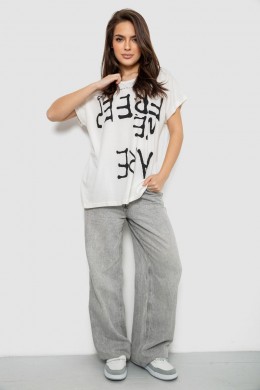 Футболка женская с принтом, цвет молочный, 244R3003