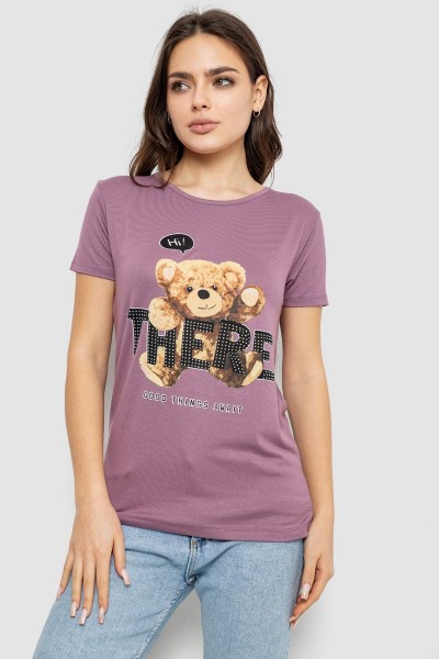 Футболка женская с принтом, цвет сливовый, 244R509