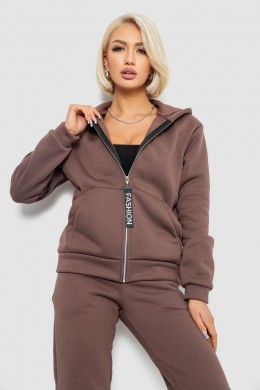 Спортивный костюм женский на флисе, цвет темно-коричневый, 257R86