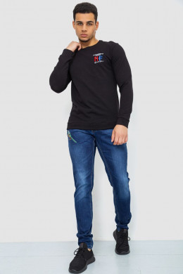 Батник мужской двунитка, цвет черный, 244RW016
