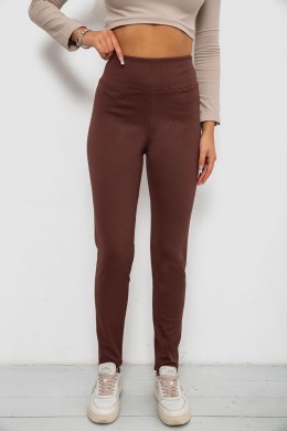 Лосины в рубчик на флисе, цвет шоколадный, 244R1709