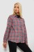 Рубашка женская в клетку, цвет пудровый, 244R1070-1 Рубашка женская в клетку, цвет пудровый, 244R1070-1
