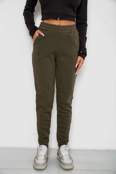 Спортивні штани жіночі на флісі, колір хакі, 238R57013