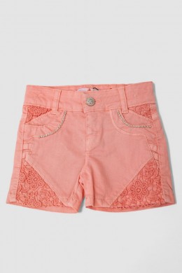 Шорти джинсові для дівчинки  -уцінка, колір кораловий, 247R10033-U-3