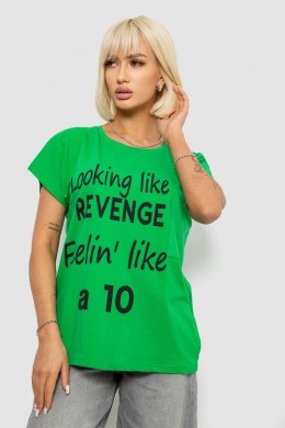 Футболка жіноча з принтом, колір зелений, 244R3013-5