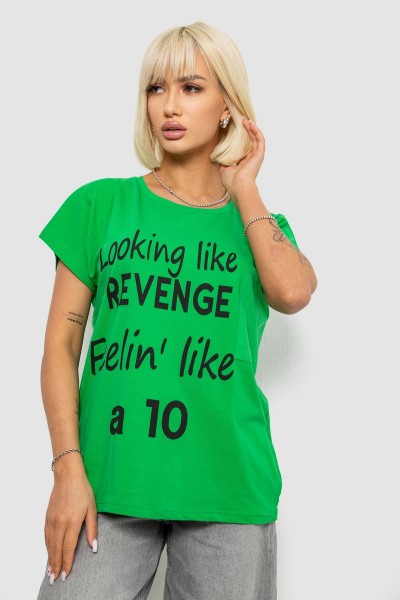 Футболка жіноча з принтом, колір зелений, 244R3013-5