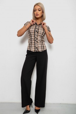 Сорочка жіноча в клітку повсякденна, колір бежево-чорний, 230R062