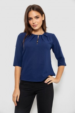 Блуза однотонная, цвет синий, 230R1121-8