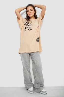 Футболка женская с принтом, цвет бежевый, 244R4002-2