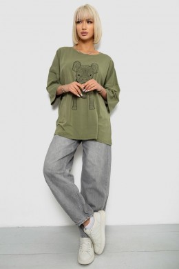 Футболка женская с принтом, цвет хаки, 244R3008